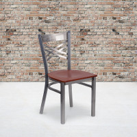 Flash Furniture XU-6FOB-CLR-CHYW-GG Hercules Series Clear Metal Restaurant Chair - Cherry Wood Seat